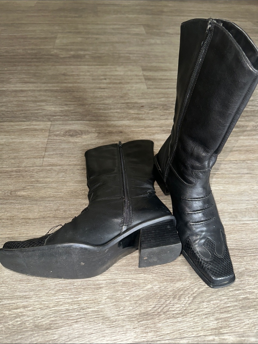 Vintage Harley-Davidson Black Mid-Calf Heeled Western Boots size 7